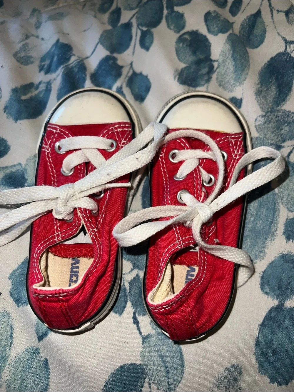 Converse Kids Red Low-Top Canvas Sneakers with White Laces